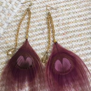 Peacock feather earrings